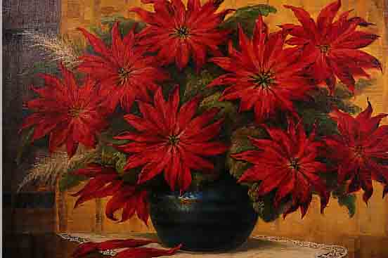 LUDWIG, W., ÖL/LWD., STILLEBEN, RüCKSEITIG BEZ., POINSETTIA, 55 X 80 CM, R.