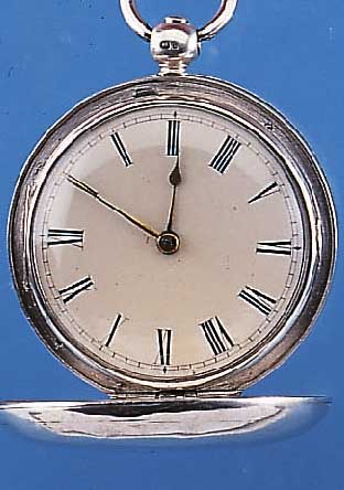 SPINDELHERRENTASCHENUHR SAVONETTE, ENGLAND UM 1834, 925ER SILBER, HALLMARK LONDON, SIGN. CHARLES WESTON, EMAILBL., STAUBSCHUTZ, ANTRIEBüBER KETTE ...