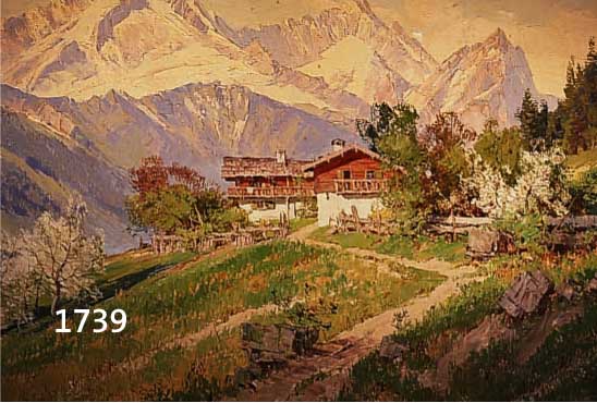 RETZLAFF, E.C.W., BERLIN 1898-1976. BAUERNHOF IM GEBIRGE, ÖL/LWD, RE. U. SIGN., KLEINERE ALTERSBEDINGTE FARBABSPLITTERUNGEN, CA. 80 X 120 CM, R.