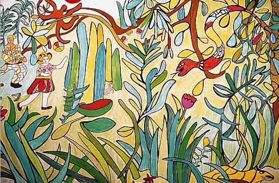 DE ST.PHALLE, NIKI, JUNGLE II, FARBLITHO- GRAPHIE, HANDSIGNIERT, NUM. 88/250, CA. 65 X 105 CM