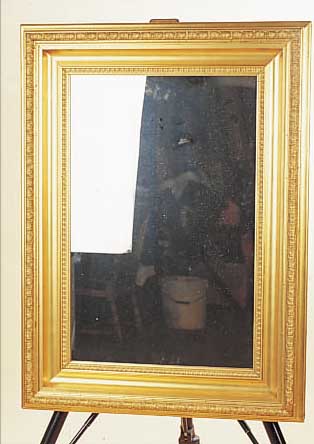 SPIEGEL, UM 1900, STUCKRAHMEN VERGOLDET, 69 X 93 CM, SPIEGELGLAS SPäTER