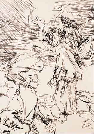 KOKOSCHKA, OSKAR, ZWEI RADIERUNGEN AUS DER MAPPE ARISTOPHANES-DIE FRöSCHE, JE CA. 26 X 20 CM