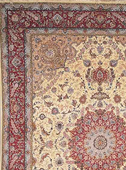 TäBRIZ FEIN,PERSIEN CA 400 X 290 CM. KORKWOLLE MIT SEIDE.CA 500.000 KN/QM.
