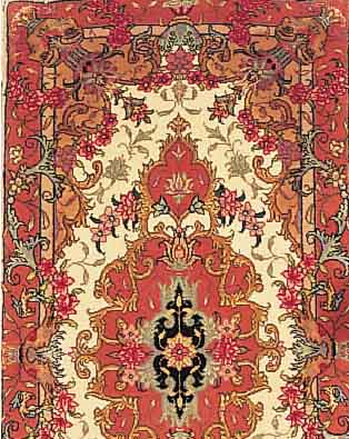 TäBRIZ FEIN,PERSIEN CA 101 X 49 CM. KORKWOLLE MIT SEIDE.CA 500.000 KN/QM.