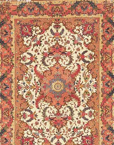 TäBRIZ FEIN,PERSIEN CA 153 X 105 CM. KORKWOLLE MIT SEIDE.CA 500.000 KN/QM.