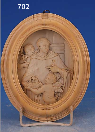 ELFENBEINRELIEF, DEUTSCH, UM 1830, DARST. DES HEILIGEN AUGUSTINUS MIT KINDERN, U. GL. G., H. 16,5 CM