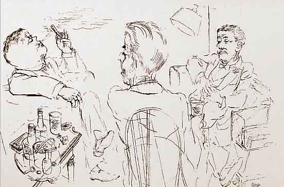 GROSZ, GEORGE, LITHOGRAPHIE AUS INTER- REGNUM, 1936, AUFLAGE 42 EXEMPL., DRUCKSIGN., HANDSIGN. UND BEZ. OK, CA. 22,5 X 29,5 CM
