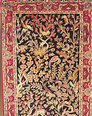 ESFAHAN FEIN,PERSIEN CA 105 X 71 CM. KORKWOLLE M.U.AUF SEIDE MIT CA 900.000 KN/QM