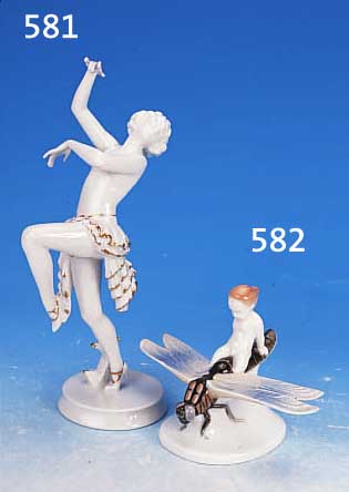 PORZELLANFIGUR, ROSENTHAL, 50ER JAHRE, H. 23 CM, SAMMELWüRDIG, GOLDSTAFFAGE