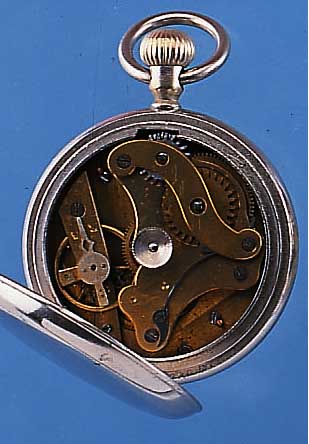 VOLKS-HORLOGE HERRENTASCHENUHR LEPINE, SCHWEIZ UM 1885, NICKEL, EMAILBL., GEBL. STAHLZEIGER ERS., FRüHER KRONENAUFZ. M. ZEI- GERST. AUS ...