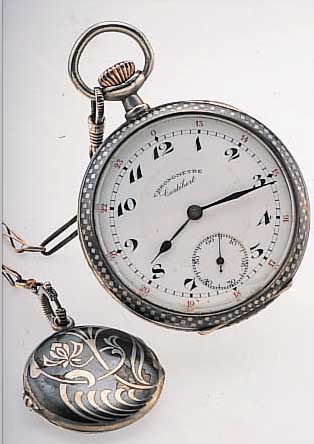CORTEBERT HERRENTASCHENUHR LEPINE, REF.-NR. 87083, SCHWEIZ UM 1925, TULASILBER IM KARO- FöRM. DESIGN, EMAILBL. SIGN., IM AUßENBER. FEIN ...