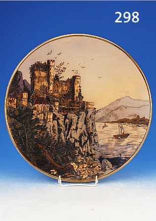 GROßER ZIERTELLER, VILLEROY & BOCH, UM 1900/20, FEINSTEINZEUG, D. 45.5 CM, BUNT STAFFIERT, GOLDRAND