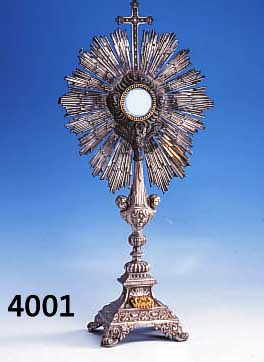 MONSTRANZ, FRANKREICH UM 1819-1838, 950ER SILBER, FUß METALL VERSILBERT, WOHL SEK., VOLLPLASTISCHE PUTTENKöPFE IM STIL VON ...
