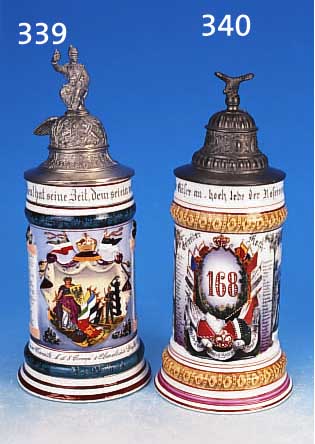 RESERVISTENKRUG, SULZBACH, 2.COMP.5.GROßH.INFT.RGT. 168, UM 1898, PORZELLAN, ZINNDECKEL, H. 26 CM
