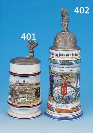 RESERVISTENKRUG, PASSAU, 16.INFT.RGT.GRHZ.FERD. TOSKANA, UM 1907-09, PORZELLAN, LITHOGRAPHIERT, H. 30 CM, AM BODEN ...