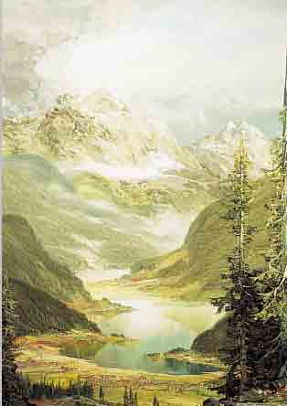 MüNNICH, HEINZ, BLICK AUF EIN DORF AM GEBIRGSSEE, ÖL/LWD, RE. U. SIGN., CA. 70 X 80 CM, R.
