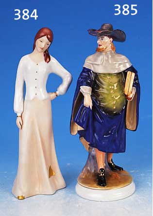 PORZELLANFIGUR, PIRKENHAMMER, UM 1900, GELEHRTER, H. 21 CM, BUNT BEMALT