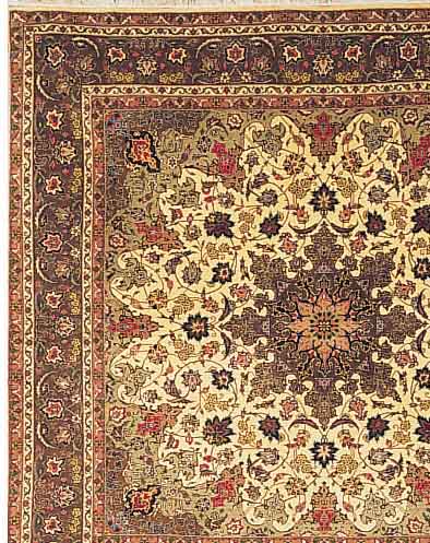 TäBRIZ FEIN,PERSIEN CA 197 X 197 CM. KORKWOLLE MIT SEIDE.CA 550.000 KN/QM.