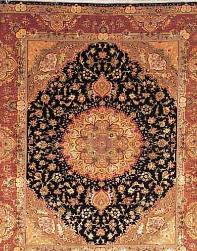 TäBRIZ FEIN,PERSIEN CA 244 X 202 CM. KORKWOLLE MIT SEIDE.CA 550.000 KN/QM.