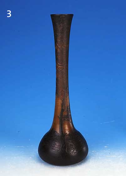 ZIERVASE, LöTZ, UM 1910/20, SIGN. RICHARD, FARBL. GLAS, ORANGEFARBEN EINGEPUDERT, ROT- BRAUNER AUßENüBERFANG, GESCHNITTEN, GESCHLIF- FEN U. ...