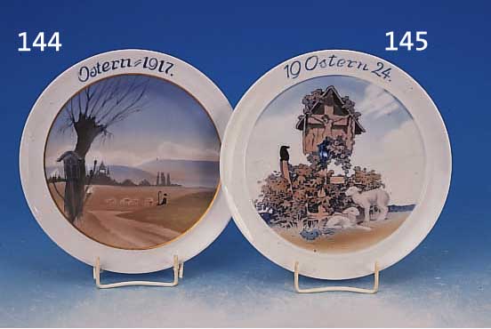 OSTERTELLER, ROSENTHAL, 1917, PORZELLAN, ENTW. JUL. GULDBRANDSEN, BUNTE UNTERGLASURBE- MALUNG, D. 21,5 CM