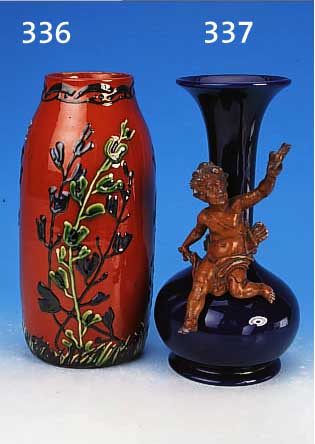 VASE, KERAMIKWERKE KANDERN, 20ER JAHRE, KERAMIK, BEMALT, H. 28.5 CM, RITZMARKE 774