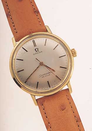 OMEGA HERRENARMBANDUHR SEAMASTER, REF.-NR. 135-020, SCHWEIZ UM 1967, EDELST. EINSCHALEN- GEH., DRUCKLüNETTE IN GG, STARKE ...
