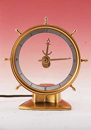 JEFFERSON TISCHUHR MIT MYSTERIEUSER ZEITANZEI-GE, GANGENAUIGKEIT FREQUENZABHäNGIG DA A- SYNCHRONMOTOR, MODELL GOLDEN HELM, SYMBOLE AUS DER ...