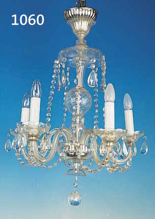 DECKENLEUCHTER, WOHL ITALIEN, 20. JH., GLAS, GESCHLIFFEN, H. 60 CM, 5 BRENNSTELLEN, GEHäNGE FAST KOMPLETT