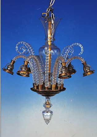 DECKENLüSTER, MURANO, 2. HÄLFTE 20. JH., GLAS, GESCHLIFFEN, H. 65 CM, D. 50 CM, OHNE SCHIRME, L. BEST., ELEKTR. ...