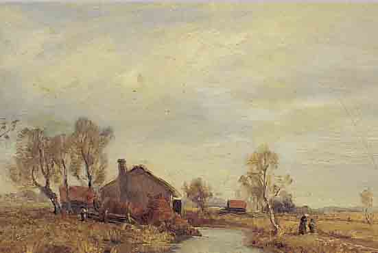 GITEL, J., ÖL/HOLZ, 18 X 26 CM, LANDSCHAFTSDARSTELLUNG MIT, PERSONENSTAFFAGE, RAHMEN L., BESCH.