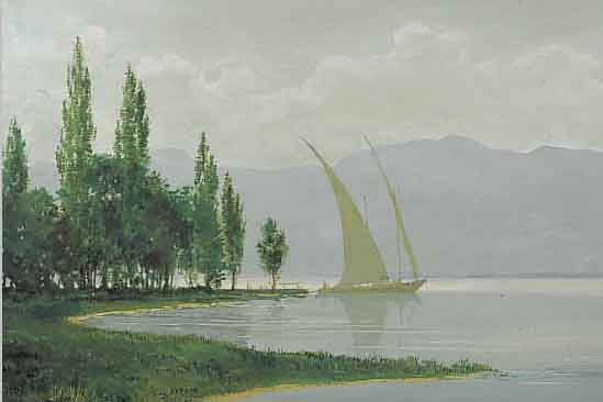 PLITT, E., SIGNIERT, ÖL/ LWD., 52X 96CM, CHIEMSEE, RAHMEN