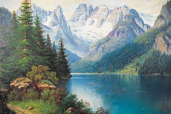 KLINGSBöGL, HERRMANN, ÖL/LW., 70X 96CM, ALPENLANDSCHAFT MIT GEBIRGSSEE