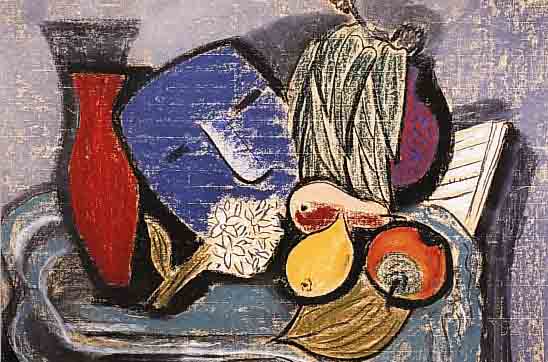 HEHMANN, HEINZ, 1907 KOBLENZ-1950, STILLEBEN MIT MASKE UND FRüCHTEN, WACHSKREIDE AUF PAPIER, SIGNIERT UND DAT. 1927, U.GL., R.
