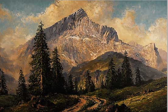 KRAUSE, HANS OTTO, DIE ALPSPITZE, ÖL/LWD, RE. U. SIGN., CA. 60 X 80 CM, R.