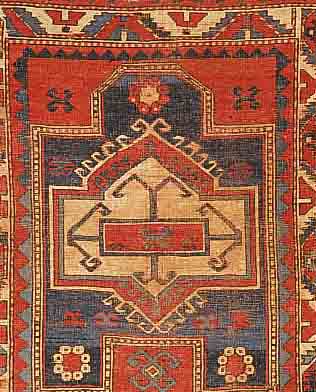 KAZAK,RUSSLAND CA.106 X 106 CM. EHZ.4-5 WOLLE-WOLLE UM 1900.