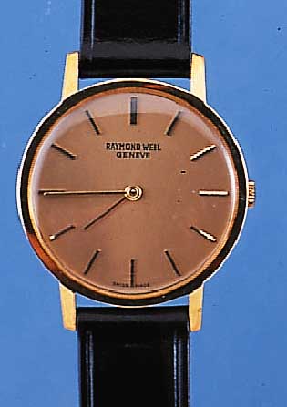 RAYMOND WEIL HERRENARMBANDUHR, REF.-NR. 7000, SCHWEIZ UM 1975, METALL HARTVERG., EDEL-ST.-BODEN GEDR., FLACHE, ELEGANTE AUSFüHRUNG, MATT VERG. ...
