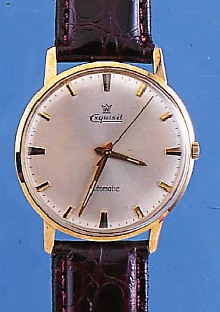 EXQUISIT HERRENARMBANDUHR AUTOMATIK, REF.- NR. 65493, SCHWEIZ/DEUTSCHLAND UM 1965, GG 585/000, BODEN GEDR., WERK ROTVERG., 25 ST., ETA KAL. ...