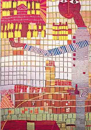 HUNDERTWASSER, FRIEDENSREICH , PLAKAT ZUR AUSSTELLUNG IM MUSEUM FüR ANGEWANDTE KUNST WIEN 1978, FARBOFFSET ...