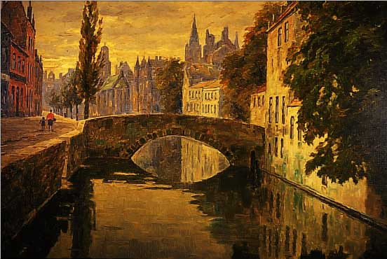 MöHREN, JEAN, 1876 ELBERFELD, ANSICHT EINER HOLLäNDISCHEN STADT, ÖL/LWD, RE. U. SIGN., CA. 80 X 110 CM, RAHMEN L. BESCH