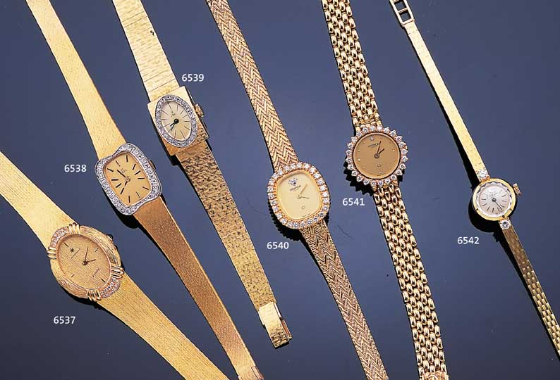 CHOPARD DAMENGOLDBANDUHR, REF.-NR. 64261, SCHWEIZ UM 1965, GG 750/000 INCL. GG-GLIEDER- BAND, FEINE VERARBEITUNG ZU DEN BANDANST., 2 BRILLANTEN ...