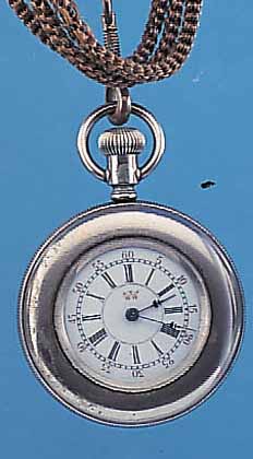 WATERBURY WATCH DAMENTASCHENUHR DUPLEX, AMERIKA UM 1910, NICKEL, EMAILBL., ORIG.- STILFORMZEIGER GEBL., WERK VERG., SERIE N, SCHR.-UNR., ...