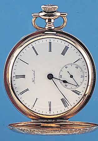 HOWARD WATCH CO. HERRENTASCHENUHR SAVONETTE, REF.-NR. 8198579, USA UM 1912, METALL M. RG-AUFLAGE, RUNDUMGRAV., MONOGR. "JS", ...