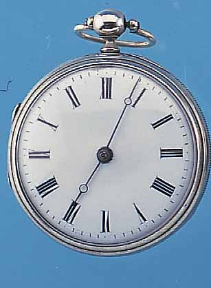 SPINDELHERRENTASCHENUHR, SCHWEIZ UM 1845, NICKEL, GEW. EMAILBL. REP. AUßEN 12, VERG. PLATINENWERK, ANTRIEB üBER KETTE U. SCHNECKE ...