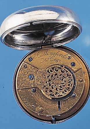 BULLINGFORD SPINDELHERRENTASCHENUHR, REF.- NR. 8042, ENGLAND UM 1836, SILBER M. ÜBERGEH.,HALLMARK BIRMINGHAM, GEW. EMAILBL., VERG. PLATINENW., ...