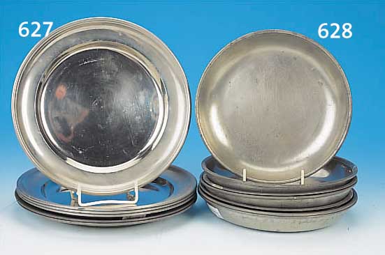 SIEBEN SCHALEN, SüDDEUTSCH, UM 1820, ZINN, D. JE CA. 21 CM, GEBRAUCHSSPUREN