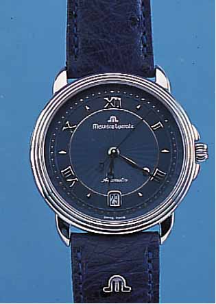 MAURICE LACROIX HERRENARMBANDUHR AUTOMATIK, REF.-NR. 1833/11577, SCHWEIZ UM 1995, EDELST.POL., BEIDS. SAPHIRVERGL., UNGETR. LAGERW., ...