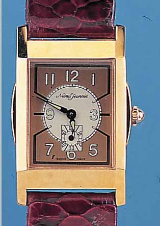 NUMA JANNIN HERRENARMBANDUHR NOSTALGIE, SCHWEIZ UM 1984, METALL HARTVERG., SCHARNIER- BODEN VERCHR., LEDERB., NEUTR. ETUI, 2-FARB. BLATT, ...