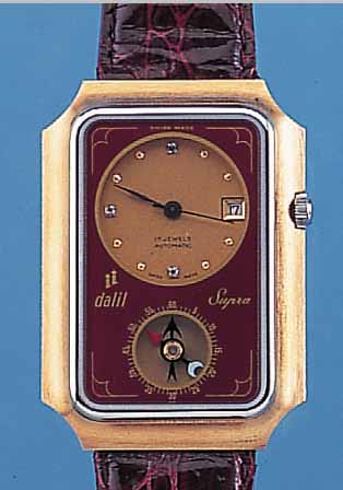 DALIL MOSLEMS WATCH SUPRA, REF.-NR. 83101, SCHWEIZ UM 1998, METALL HARTVERG., EDELST.- BODEN GESCHR., MINERALFLACHGL., IM UNTERTEIL KOMPASS, ...