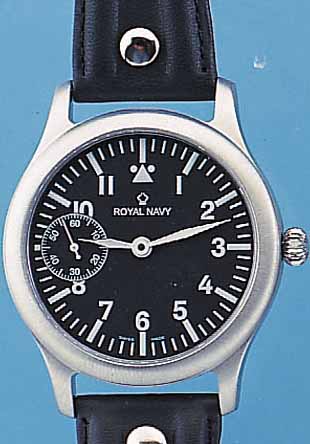 ORFINA FLIEGERUHR ROYAL NAVY, REF.-NR. 6581,SCHWEIZ UM 1999, METALL MATT VERCHR., BODEN GEDR., MINERALFLACHGL., KONTRASTZIFFERBL. M. KL. SEK. BEI ...